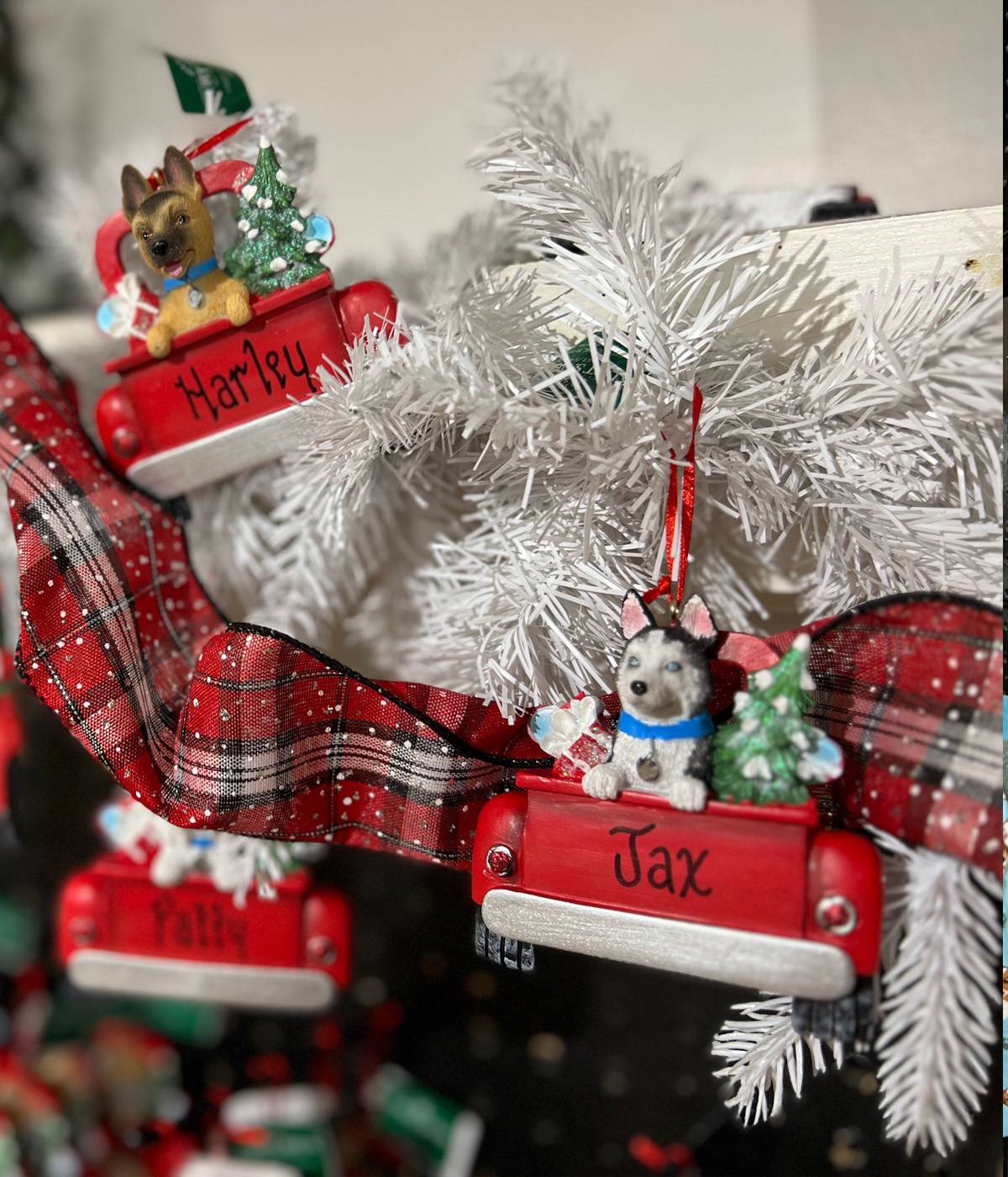 Personalized Dog Ornaments on a tree