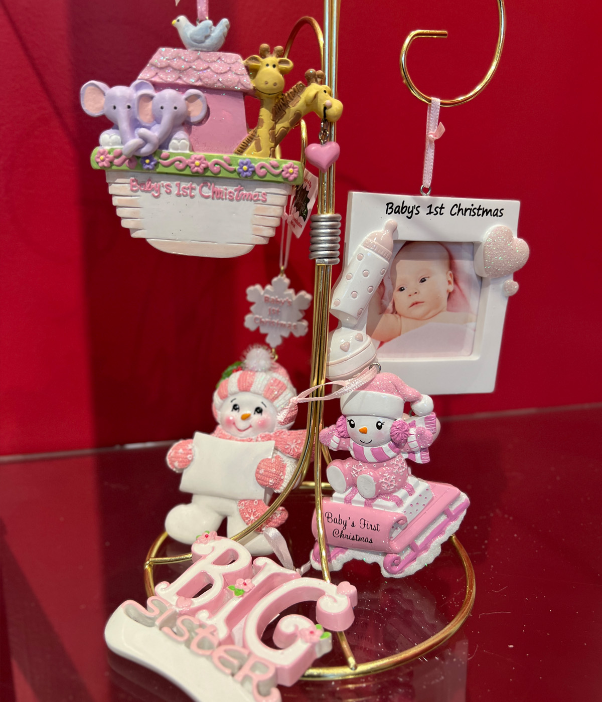 Baby Girl Ornaments featuring Baby sister, frame, doll etc